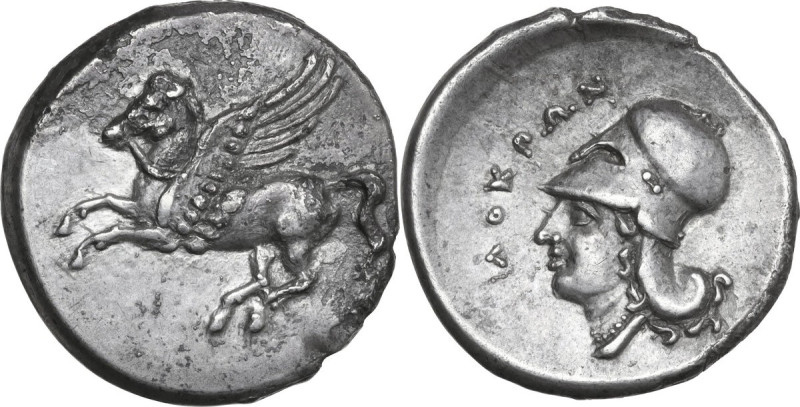 Greek Italy. Bruttium, Locri. AR Stater, c. 350-275 BC. Obv. Pegasos flying left...