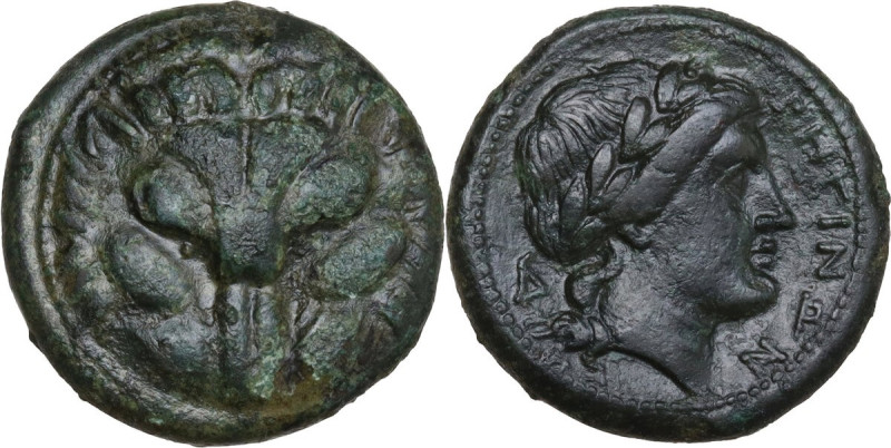 Greek Italy. Bruttium, Rhegion. AE 20 mm, c. 351-280 BC. Obv. Lion's mask. Rev. ...