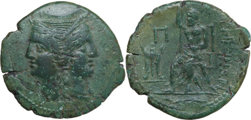 Greek Italy. Bruttium, Rhegion. AE Pentonkion, circa 215-150 BC. Obv. Janiform f...