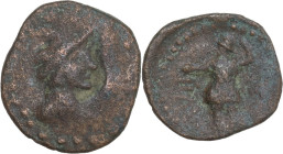 Greek Italy. Central Italy, uncertain mint. AE 17 mm, 'Pseudo-Panormos', 1st century BC. Obv. Head of Mercury wearing petasus right; [C] up to left, [...