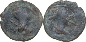 Greek Italy. Central Italy, uncertain mint. AE 20 mm. c. 1st century BC. Obv. Bust of Vulcan right, wearing pileus; tongs behind. Rev. Draped bust of ...