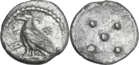Sicily. Akragas. AR Pentonkion, c. 460-450/446 BC. Obv. AKPA. Sea eagle standing left, with closed wings, on Ionic capital. Rev. Five pellets. HGC 2 1...