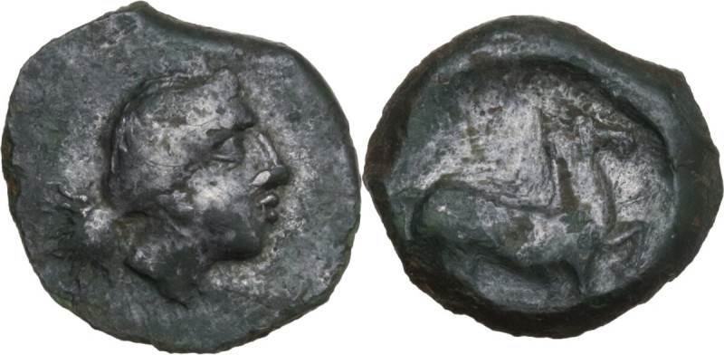 Sicily. Eryx. AE 16 mm, c. 4th century BC. Siculo-Punic coinage. Obv. Female hea...