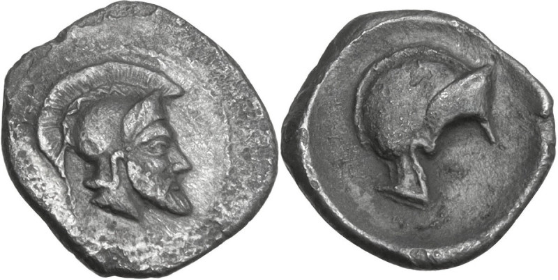 Sicily. Himera. AR Litra, c. 450-440 BC. Obv. Male head right, bearded and helme...