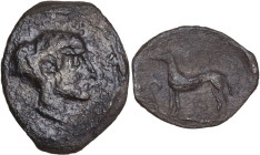 Sicily. Segesta. AR Litra, c. 420-417 BC. Obv. Head of the nymph Segesta right. Rev. Hound standing left; before, volute. HGC 2 1178; Buceti 55 (Unicu...
