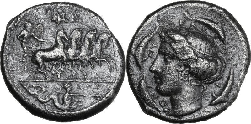 Sicily. Syracuse. Second Democracy (466-405 BC.). AR Tetradrachm, signed by Euth...