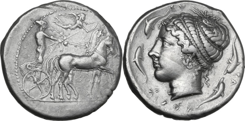 Sicily. Syracuse. Second Democracy (466-405 BC.). AR Tetradrachm, c. 420-415 BC....