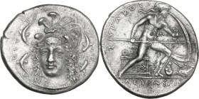 Sicily. Syracuse. Second Democracy (466-405 BC). AR Drachm, c. 410-405 BC. Obv. Head of Athena facing slightly left, wearing ornate triple-crested Att...