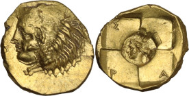 Sicily. Syracuse. Dionysos I (405-367 BC). AV 20 Litrai – Tetradrachm. Struck circa 405-400 BC. Obv. [ΣΥΡ]Α. Head of Herakles left, wearing lion skin....