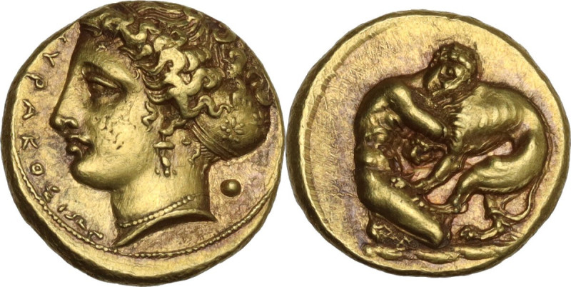 Sicily. Syracuse. Dionysos I (405-367 BC). AV 100 Litrai – Double Dekadrachm. St...
