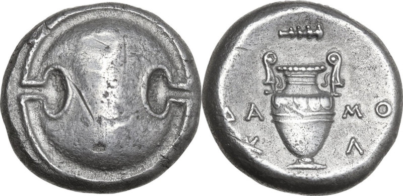 Continental Greece. Boeotia, Thebes. AR Stater. Struck circa 363-338 BC. Damokl-...