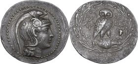 Continental Greece. Attica, Athens. AR Tetradrachm. New Style coinage. Glau(kos) and Eche(krates)/Eche(demos), magistrates. Struck 138/7 BC. Obv. Head...