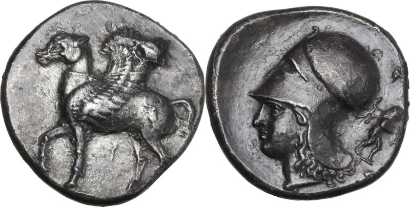 Continental Greece. Corinthia, Corinth. AR Stater, c. 400-375 BC. Obv. Pegasos s...