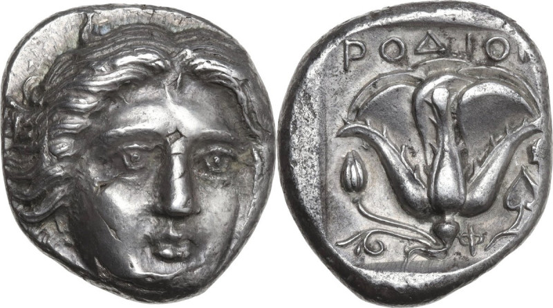 Greek Asia. Islands off Caria, Rhodes. AR Tetradrachm. Chian standard, c. 404-38...