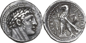 Greek Asia. Phoenicia, Tyre. AR Half Shekel. Dated CY 51 (76/5 BC). Obv. Laureate head of Melqart right, lion skin knotted around neck. Rev. ΤΥPΟΥ ΙΕΡ...