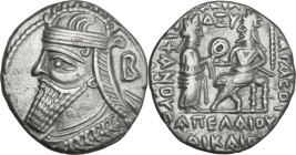 Greek Asia. Kings of Parthia. Vologases IV (147-191). AR Tetradrachm, Seleukeia on the Tigris mint, dated SE 464 (November 152 AD). Obv. Diademed and ...