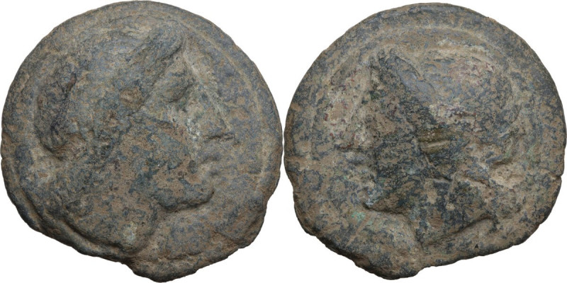 Apollo/Apollo series. AE Cast As, 275-270 BC. Obv. Diademed head of Apollo right...
