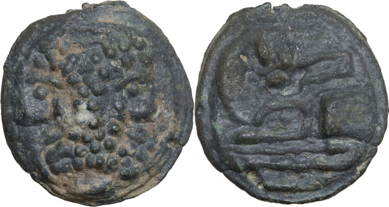 Anonymous post-semilibral series. AE Cast As, c. 215-212 BC. Obv. Laureate head ...