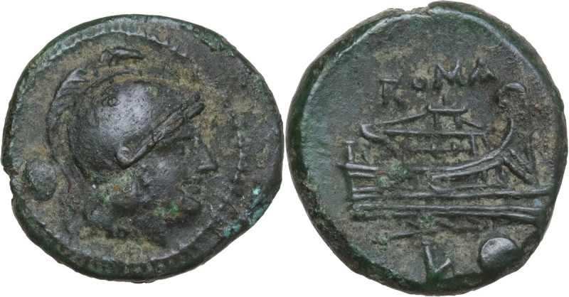 L Sextantal and lighter series. AE Uncia, Luceria mint, from 211 BC. Obv. Helmet...