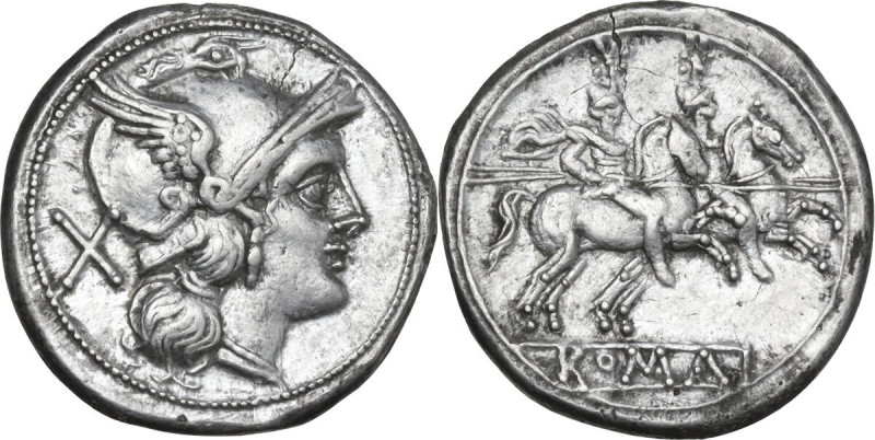 Anonymous Anchor. AR Denarius, uncertain Campanian mint, 211 BC. Obv. Helmeted h...
