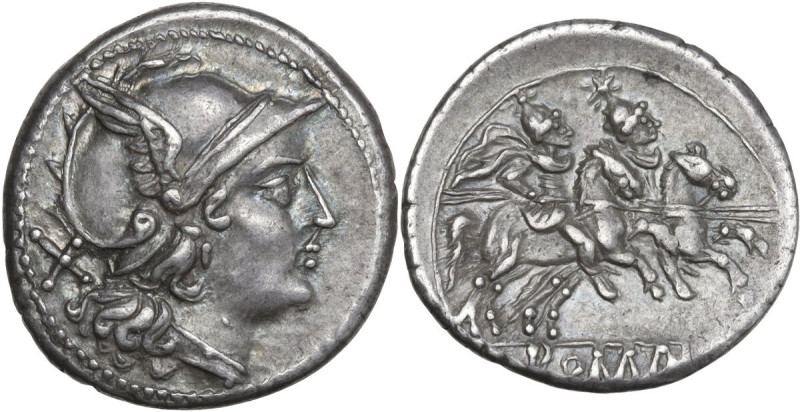 Anonymous Dolphin series. AR Denarius, uncertain Apulian mint (Cales?), 211 BC. ...