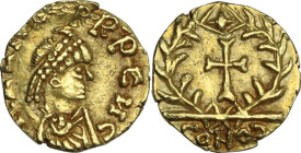 Ostrogothic Italy, Odovacar (476-493). AV Tremissis. In the name of Zeno. Mediolanum (Milan) mint. Struck AD 476-491. Obv. DN ZENO – PERPE ΛVC (ΛV lig...