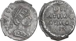 Ostrogothic Italy, Athalaric (526-534). AR Quarter Siliqua. Pseudo-Imperial Coinage. In the name of Justinian I. Ravenna mint, c. 526-534 AD. Obv. DN ...