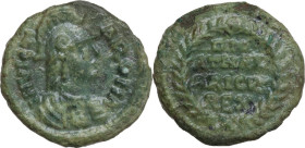 Ostrogothic Italy, Athalaric (526-534). AE Decanummium. Rome mint. Obv. INVICTA ROMA. Helmeted and cuirassed bust of Roma right. Rev. D N/ATHAL/ARICVS...