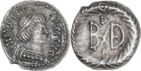 Ostrogothic Italy, Baduila (541-552). AR Quarter siliqua. Pseudo-Imperial Coinage. In the name of Justin. Ticinum mint, c. 541-542 AD. Obv. D N IVSTII...