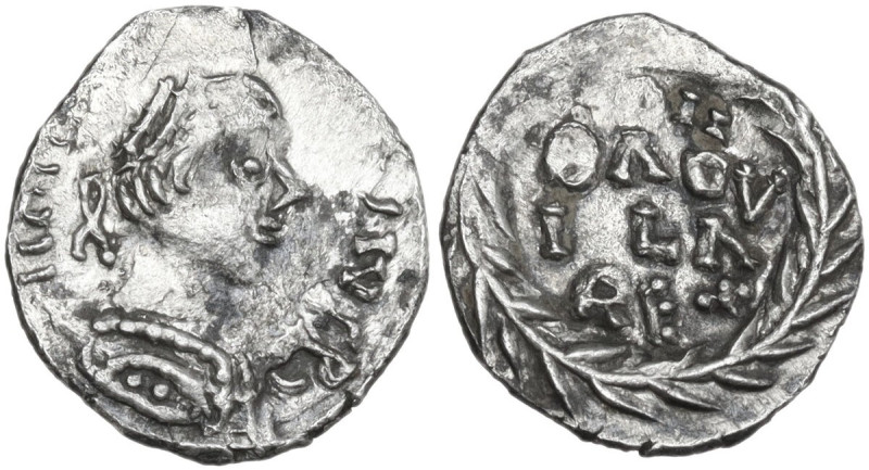 Ostrogothic Italy, Baduila (541-552). AR Half siliqua, in the name of Anastasius...