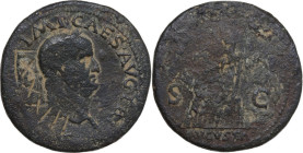 Ostrogothic Italy. Non-Regal Bronze Issue from the Period of Theoderic and Athalaric. AE Double Follis. Early to mid 6th century. 'Countermarked' earl...