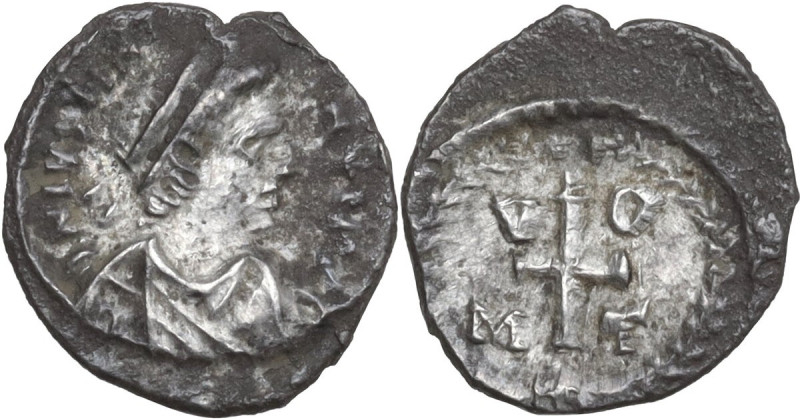 Justinian I (527-565). AR Quarter Siliqua. Carthage mint. Struck 533/4-537 AD. O...