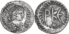 Justinian I (527-565). AR 125 Nummi. Ravenna mint. Struck 552-565. Obv. DN IVSTINIANVS PP AV. Diademed bust right, wearing robe ornamented by row of p...