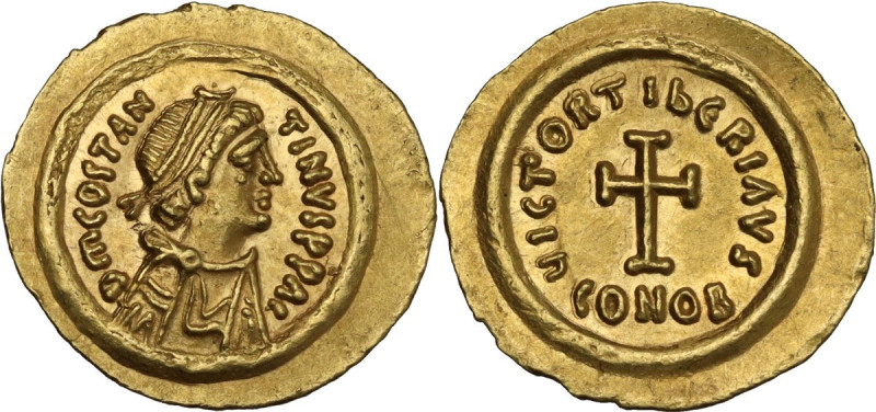 Tiberius II Constantine (578-582). AV Tremissis, Ravenna mint. Obv. Dm COSTAN TI...