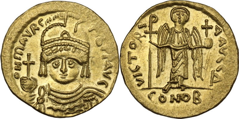 Maurice Tiberius (582-602). AV Solidus, Constantinople mint. Obv. ON mAVRC TIb P...