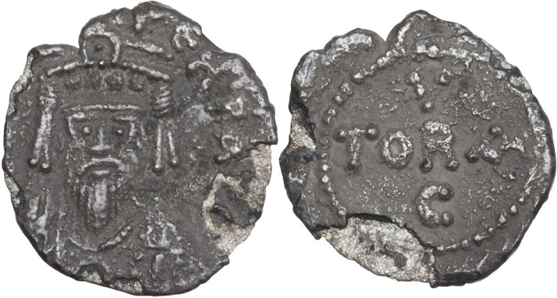 Phocas (602-610). AR Third Siliqua, Carthage mint. Obv. DN PHOCAS PERP AVG. Crow...