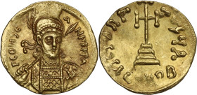 Constantine IV Pogonatus (668-685). AV Solidus. Class IV. Constantinople mint, 3rd officina. Struck 681-685. Obv. P CONSτ A N(retrograde Ч)S P P A. Pe...