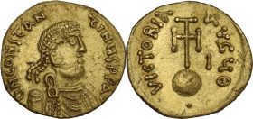 Constantine IV Pogonatus (668-685). AV Semissis. Syracuse mint. Obv. ∂N CONτAτIЧS PP AC. Diademed, draped and cuirassed bust right. Rev. VICTORIA AVGЧ...