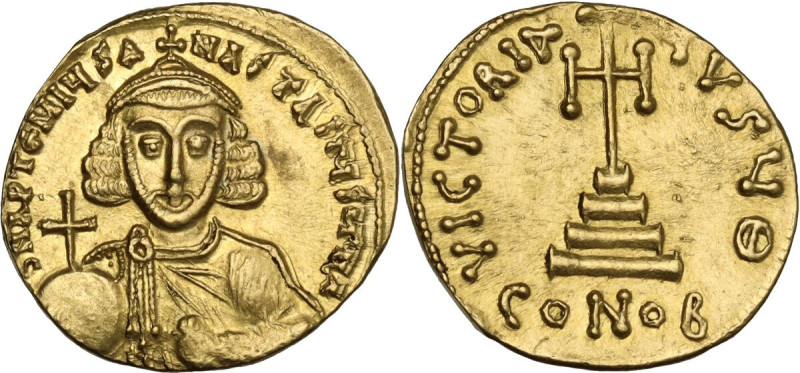 Anastasius II, Artemius (713-715 AD). AV Solidus. Constantinople mint, 9th offic...