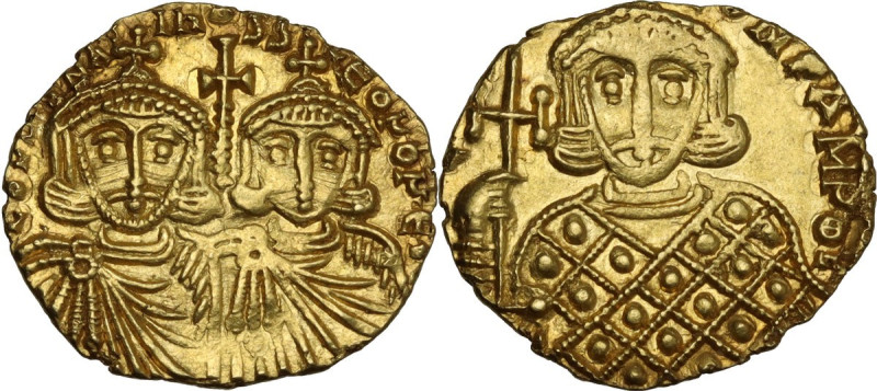 Constantine V Copronymus with Leo IV (741-775). AV Solidus, Syracuse mint. Struc...