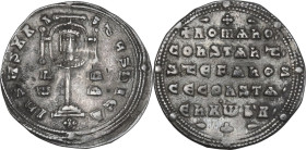 Constantine VII Porphyrogenitus, with Romanus I, Stephen, and Constantine (913-959 AD). AR Miliaresion. Constantinople mint. Struck 931-944. Obv. +IҺS...