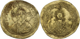 Michael IV (1031-1041). AV Histamenon Nomisma, Constantinople mint. Obv. + IhS XIS RЄX RЄςNANTIhM. Facing bust of Christ Pantocrator, with cruciform n...