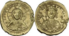 Constantine IX Monomachus (1042-1055). AV Tetarteron Nomisma, Constantinople mint, 1053-1055. Obv. + IҺS XIS RЄX RЄςNANTIҺM. Bust of Christ Pantokrato...