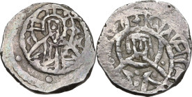 John VIII Palaeologus (1423-1448). AR Quarter-Hyperpyron. Constantinople mint. Obv. Facing bust of Christ Pantokrator; barred IC XC flanking, pellets ...