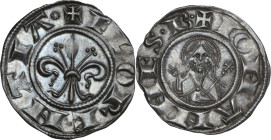 Firenze. Repubblica (sec. XIII-1532). Fiorino di stella da 12 denari o 1 soldo, I serie ante 1260. D/ Il giglio di Firenze. R/ Mezzo busto di San Giov...