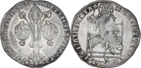 Firenze. Repubblica (Sec. XIII-1532). Grosso guelfo da 4 soldi di II serie 1345-1346. D/ Il giglio di Firenze. R/ San Giovanni con nimbo perlato con t...