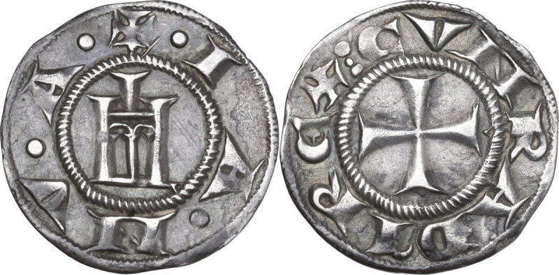 Genova. Repubblica (1139-1339). Grosso da 4 denari. D/ Castello. R/ Croce patent...