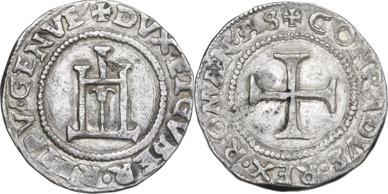 Genova. Dogi Biennali (1528-1797), I fase (1528-1541). Testone, sigle AS. D/ Cas...