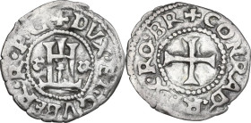 Genova. Dogi Biennali (1528-1797), I fase (1528-1541). Quarto di cavallotto, sigle BR. D/ Castello tra due rosette. R/ Croce patente. CNI 189/198; MIR...