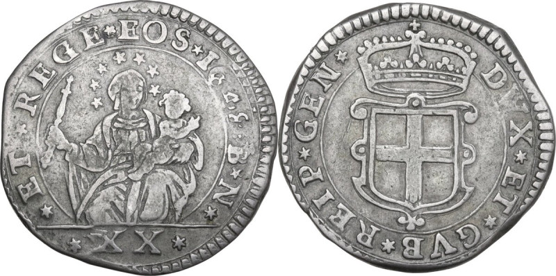 Genova. Dogi Biennali (1528-1797), III fase (1637-1797). Lira 1648, sigle IBN. D...